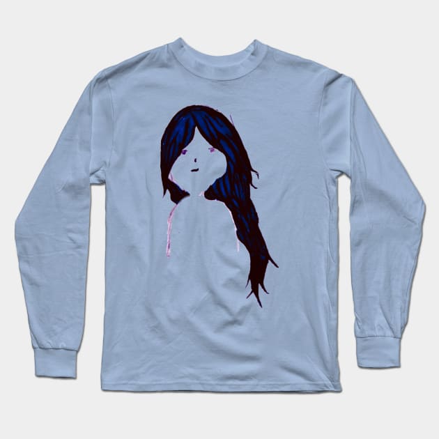 blue haired girl Long Sleeve T-Shirt by Ferith12